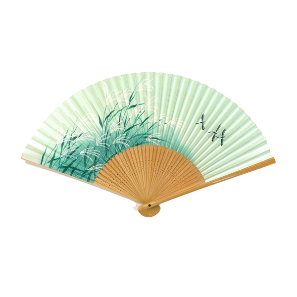 紳士用　白竹扇　すすき蜻蛉