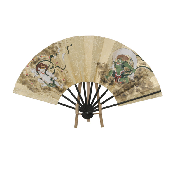 飾り扇 雷神 扇子 ☆【飾り扇子】9寸飾り扇 風神雷神・源氏物語（飾り台付き