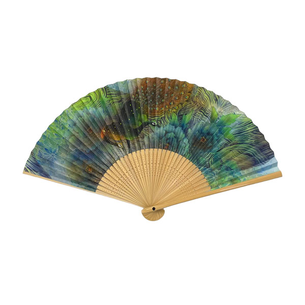 紳士用　白竹扇　孔雀