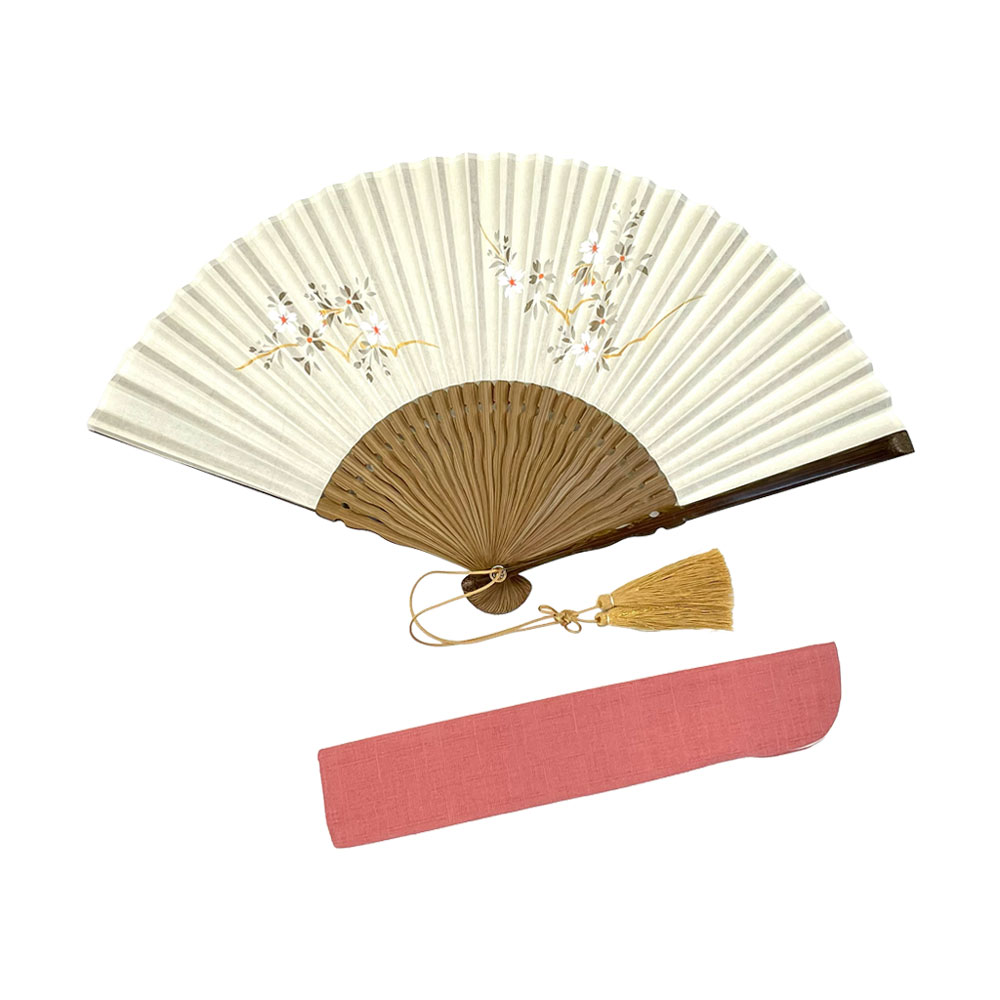 婦人用 　切抜扇子　桜(白)
