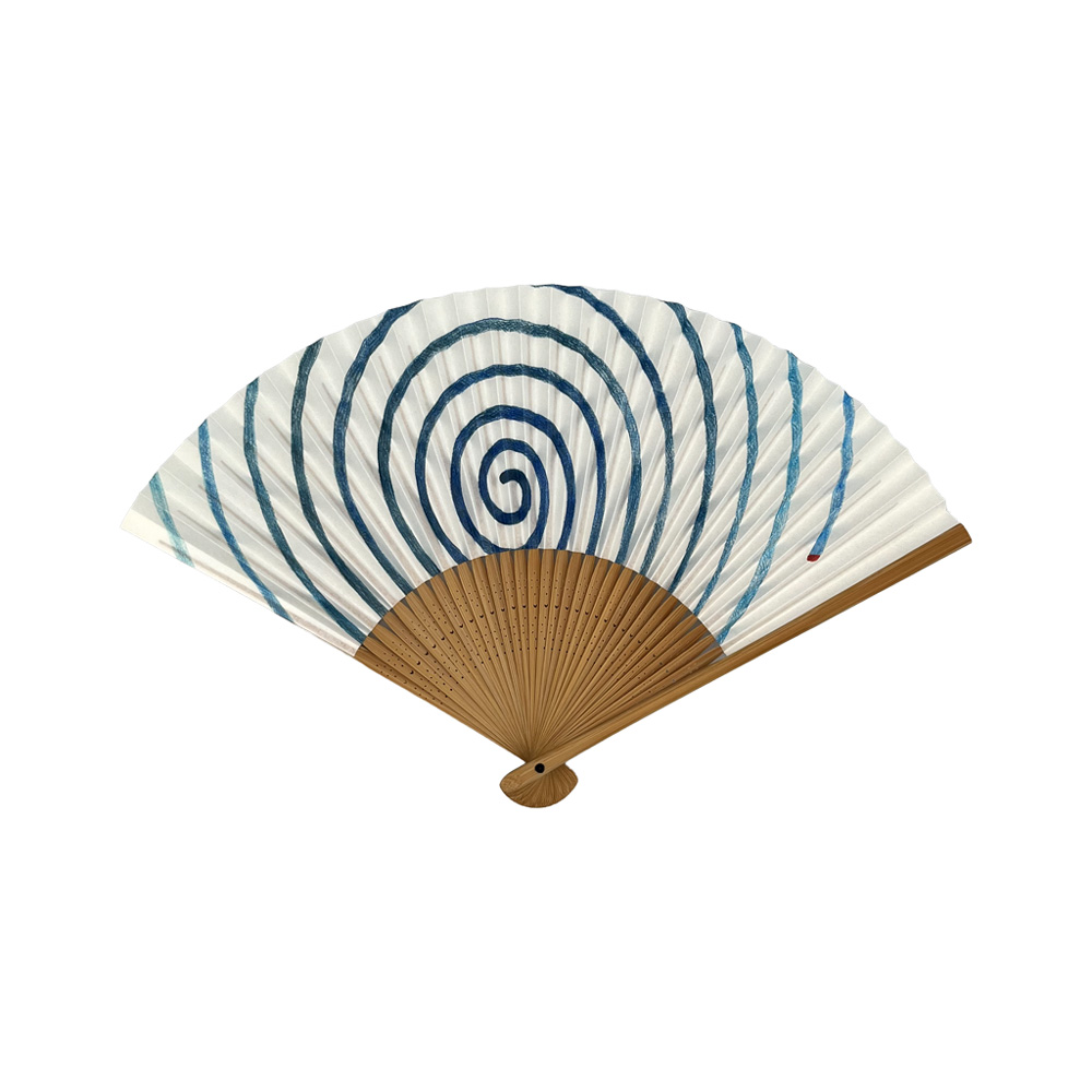 紳士用　白竹扇　渦巻