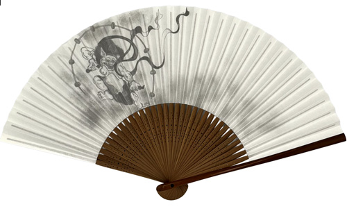 紳士用扇子 風神雷神 両面